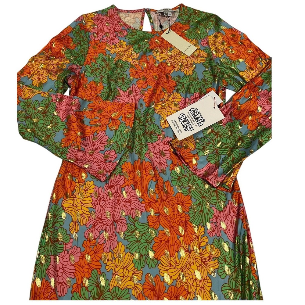 NWT Never Fully Dressed Floral Alaia Maxi Dress Gold Foil Multi Color US 10 - Picture 10 of 16